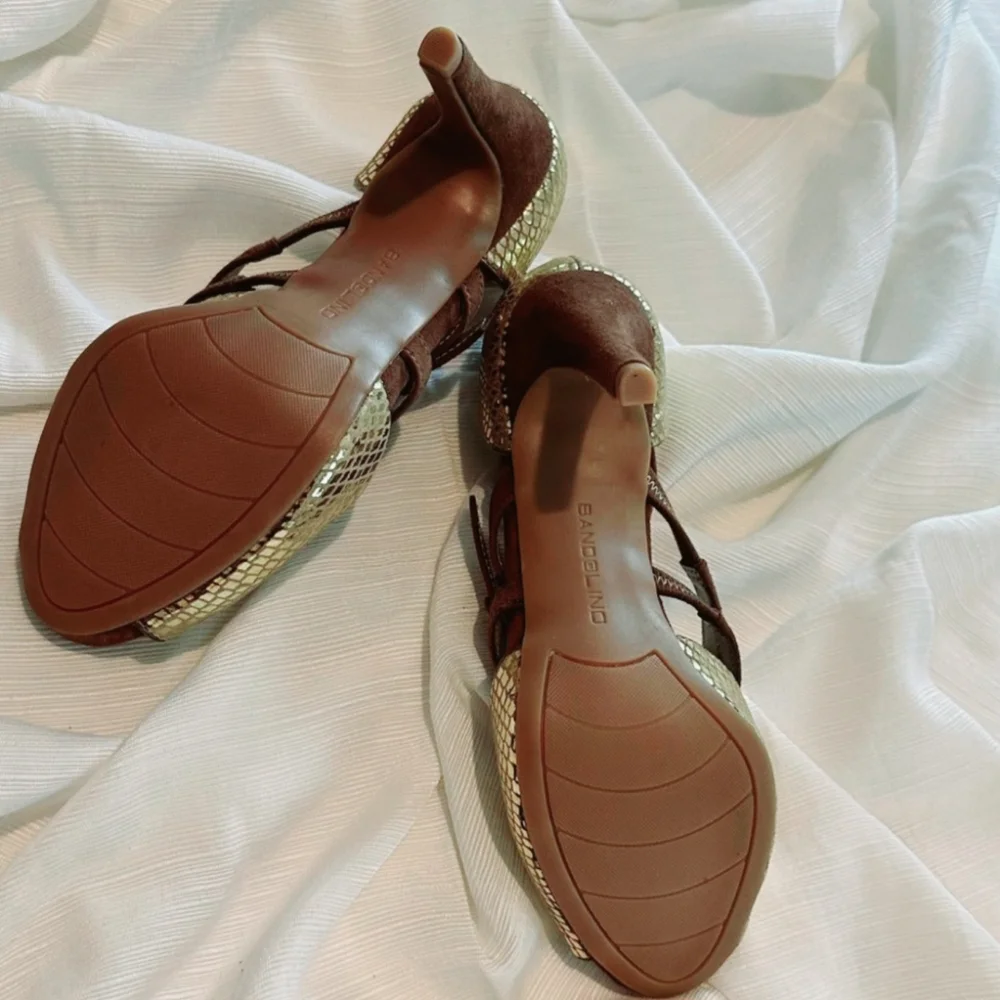 Bandolino brown and gold heels - Picture 2 of 3